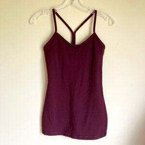 Lululemon Maroon Racerback Stretch Tank Sz 4 Athletic Tank Top Power Bra Shelf